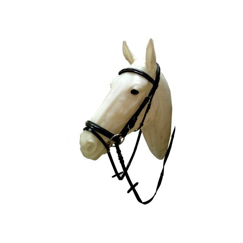 Bridon cheval Cavalhorse muserolle combinée cuir laqué - Le Paturon