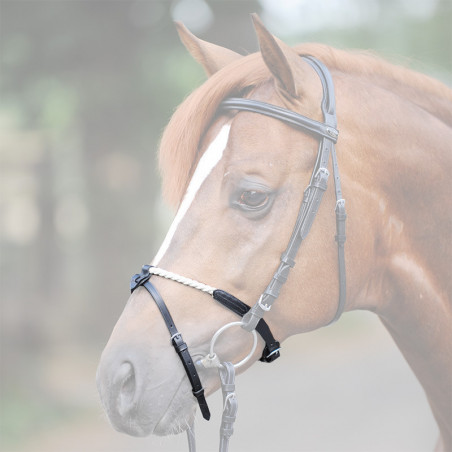Muserolle combinée cheval Kavalkade corde noir - Le Paturon