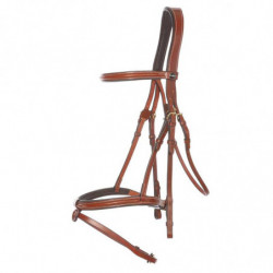 Bridon cheval Kavalkade Lorenz cuir muserolle croisée noisette - Le Paturon