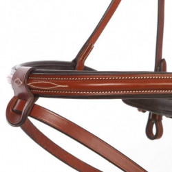 Bridon cheval Kavalkade Lorenz cuir muserolle croisée noisette - Le Paturon