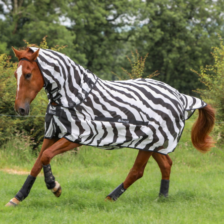 Couverture anti-mouche cheval Bucas Buzz Off Zebra couvre-cou amovible - Le Paturon