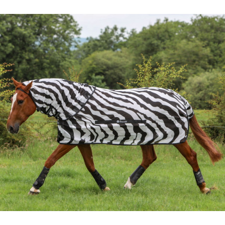 Couverture anti-mouche cheval Bucas Buzz Off Zebra couvre-cou amovible - Le Paturon