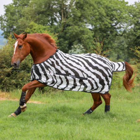 Couverture anti-mouche cheval Bucas Buzz Off Zebra couvre-cou amovible - Le Paturon