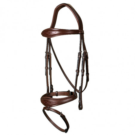 Bridon Dy'on cheval muserolle combinée anatomique New English Collection noisette - Le Paturon
