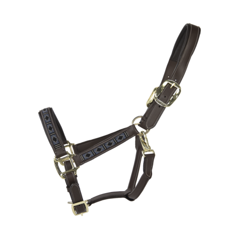 Licol Complet Kentucky En Cuir Et Similicuir - Marron, Taille Réglable, Boucle Dorée - Pour Cheval - 2