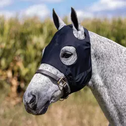 Masque anti stress cheval relaxant Fenwick sans oreilles avec crochets noir - Le Paturon