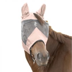 Masque anti mouche cheval anti uv avec oreilles Premium Waldhausen rose - Le Paturon