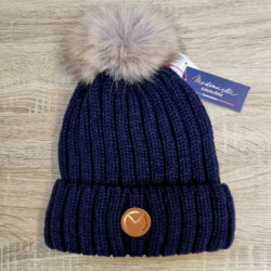 Bonnet équitation Mademoiselle Cavalière Pompon Gold marine - Le Paturon