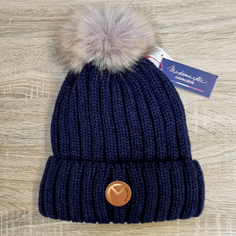Bonnet équitation Mademoiselle Cavalière Pompon Gold marine - Le Paturon