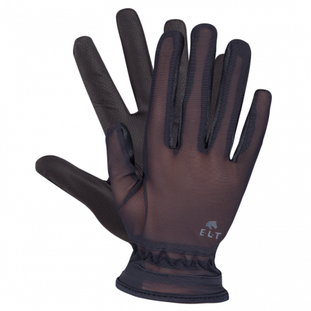 Gants équitation Elt Sunny été mesh et cuir synthétique noir - Le Paturon
