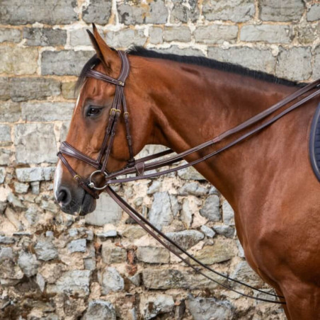 Rênes allemandes tout cuir 1/2 Dy'on D Collection cheval noisette - Le Paturon