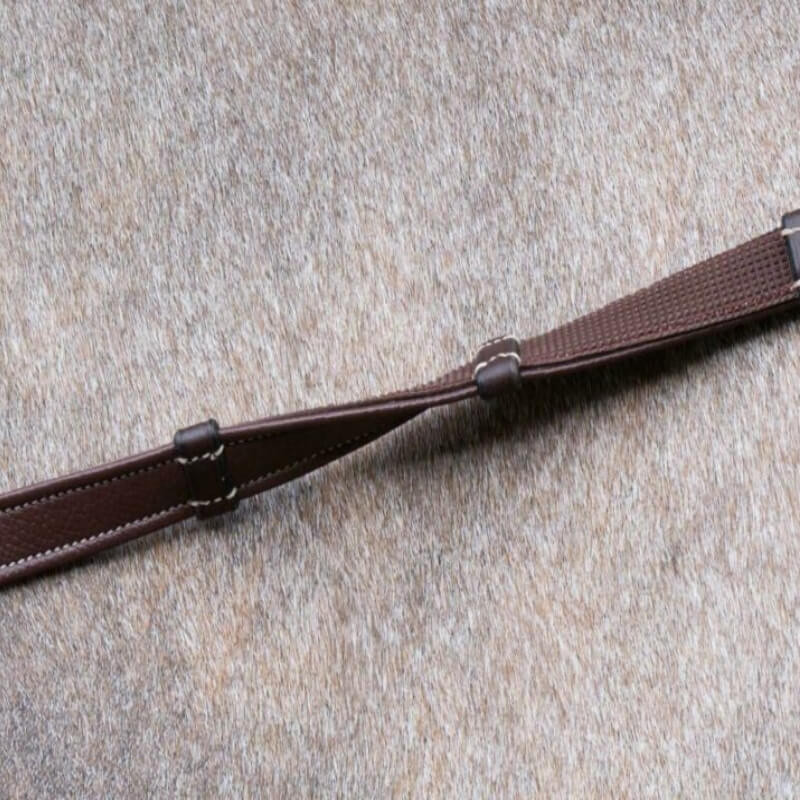 Rênes Hunter Grip 5/8 7 arrêtoirs Dy'on D Collection cheval noisette - Le Paturon