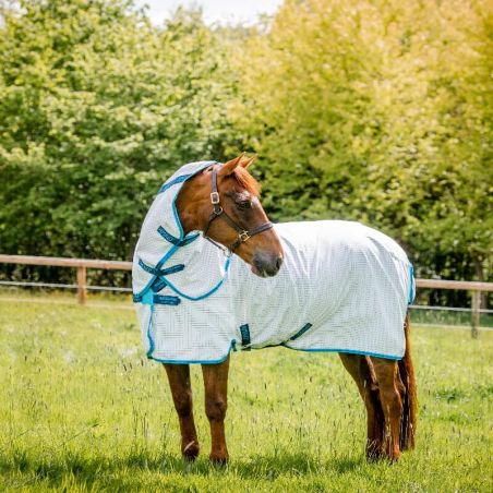 Couverture Aussie Anti-mouche Anti Uv cheval Amigo all rounder Horseware bleu - Le Paturon