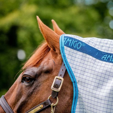 Couverture Aussie Anti-mouche Anti Uv cheval Amigo all rounder Horseware bleu - Le Paturon