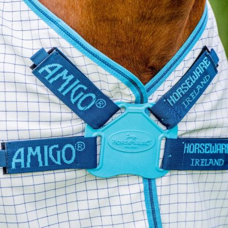Couverture Aussie Anti-mouche Anti Uv cheval Amigo all rounder Horseware bleu - Le Paturon