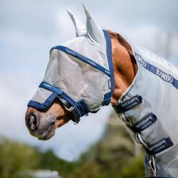 Masque anti-mouche cheval Rambo Horseware non traité Vamoose argent marine - Le Paturon