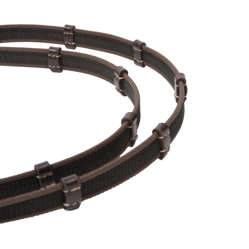 Rênes cheval Antarès Signature 16 mm cuir grip et arrêtoirs - Le Paturon