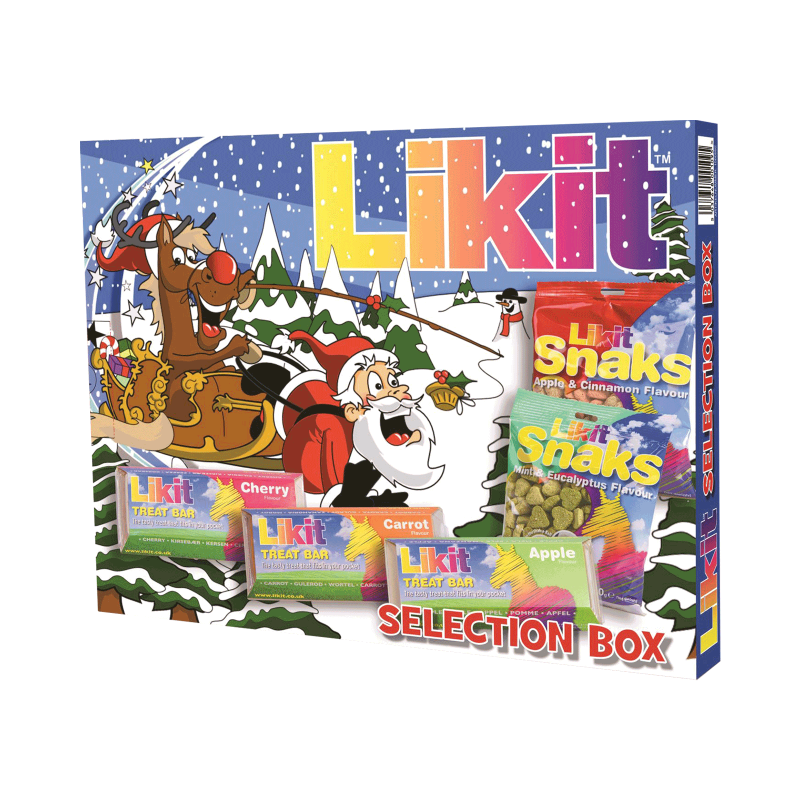 Likit Friandises Pour Chevaux Assorties 650g - Boîte De 12 Saveurs Pomme Menthe Carotte Cerise