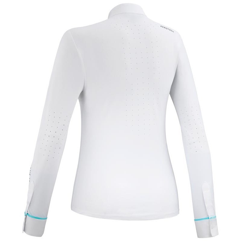 Chemise de concours Horse Pilot Aerolight manches longues femme équitation blanc gris clair - Le Paturon