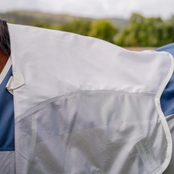 Chemise anti-mouche cheval Amigo AmEco Combi Horseware avec couvre-cou bleu gris - Le Paturon