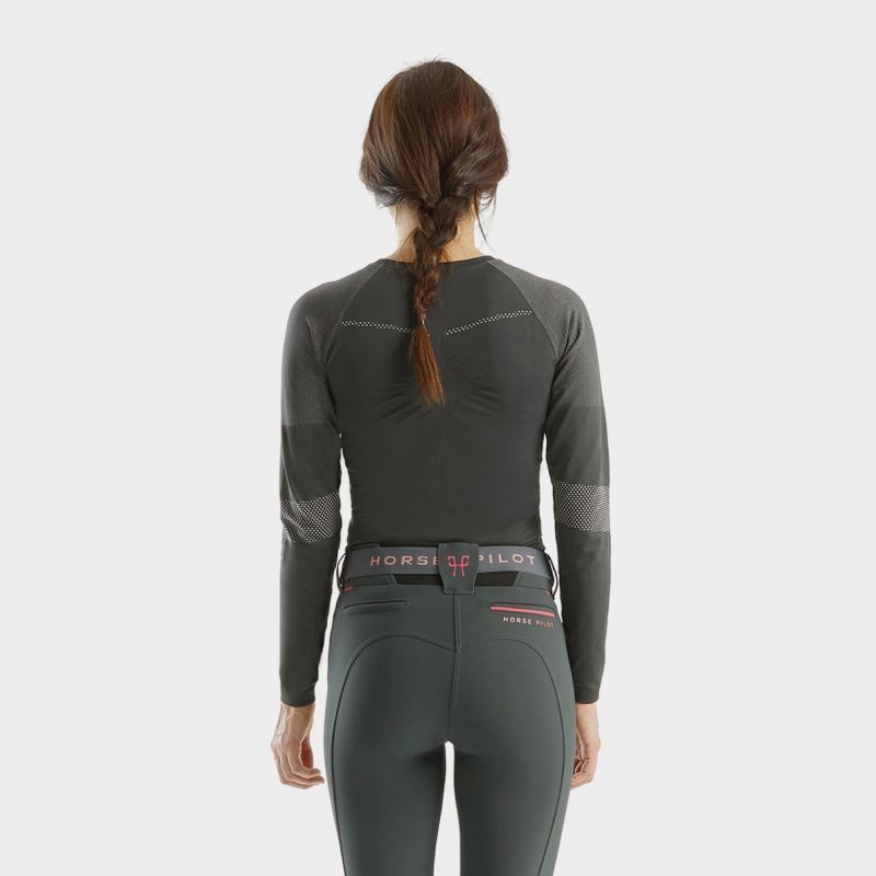 T-shirt équitation femme Optimax Postural Correction Horse Pilot gris - Le Paturon