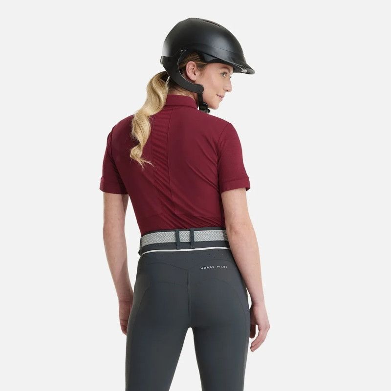 Polo équitation femme Aeromesh Horse Pilot rouge foncé - Le Paturon