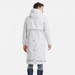 Veste longue imperméable homme équitation Raintech Horse Pilot gris clair - Le Paturon