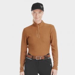 T-shirt équitation femme Suntech Horse Pilot marron gold - Le Paturon