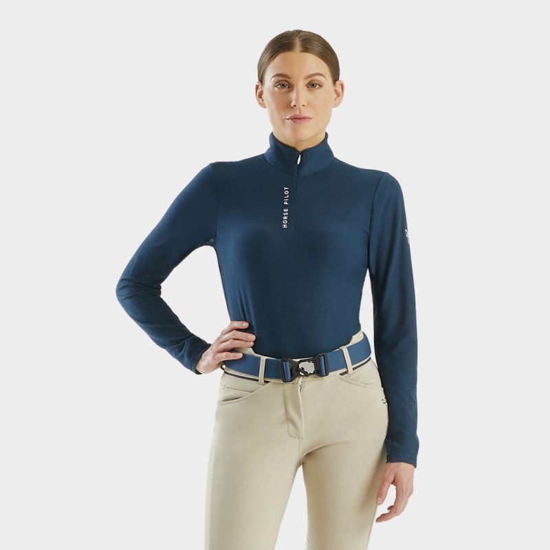 T-shirt équitation femme Suntech Horse Pilot marine - Le Paturon