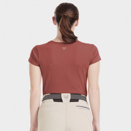 T-shirt équitation femme Team Horse Pilot brique terracotta - Le Paturon