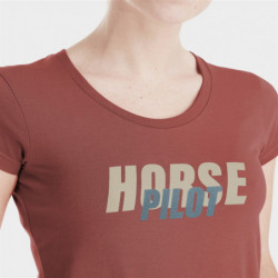 T-shirt équitation femme Team Horse Pilot brique terracotta - Le Paturon