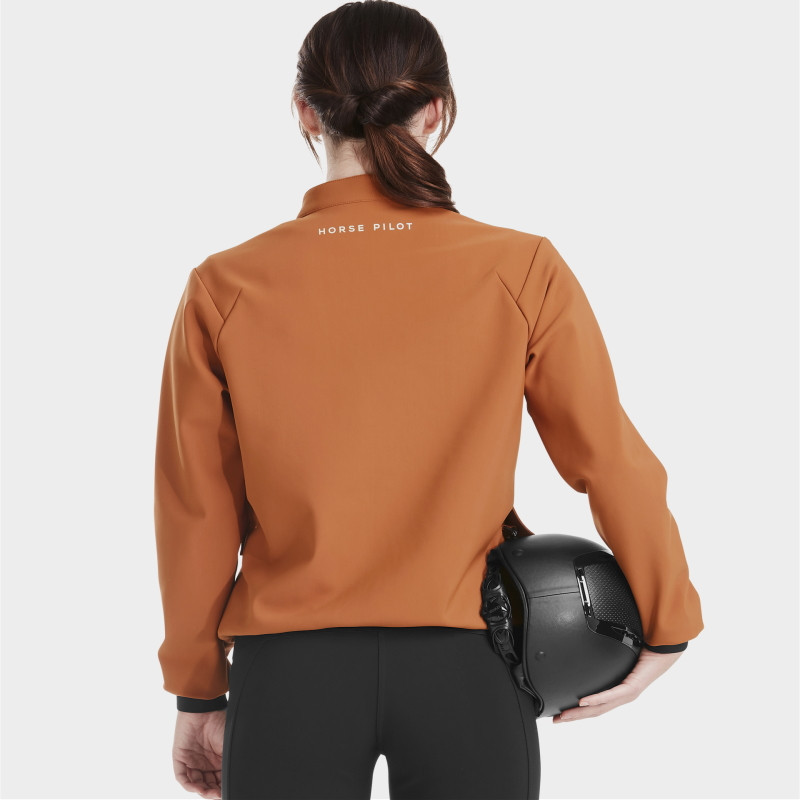 Veste équitation femme Teddy Horse Pilot compatible Airbag marron gold - Le Paturon