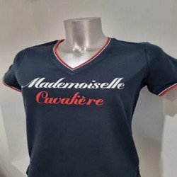 T-shirt équitation femme France Mademoiselle Cavalière marine - Le Paturon