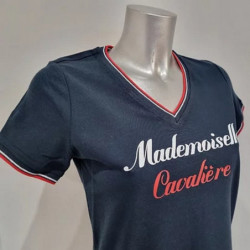T-shirt équitation femme France Mademoiselle Cavalière marine - Le Paturon