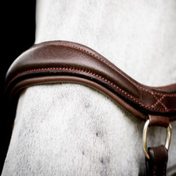 Bridon cheval cuir anatomique Micklem Rambo Deluxe Competition Horseware marron foncé - Le Paturon