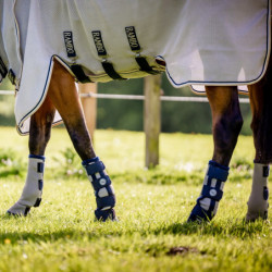 Guêtres anti-mouche anti-UV cheval Rambo Flyboots Horseware lot de 4 gris marine - Le Paturon