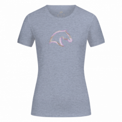 T-shirt équitation femme Los Angeles ELT bleu azur - Le Paturon