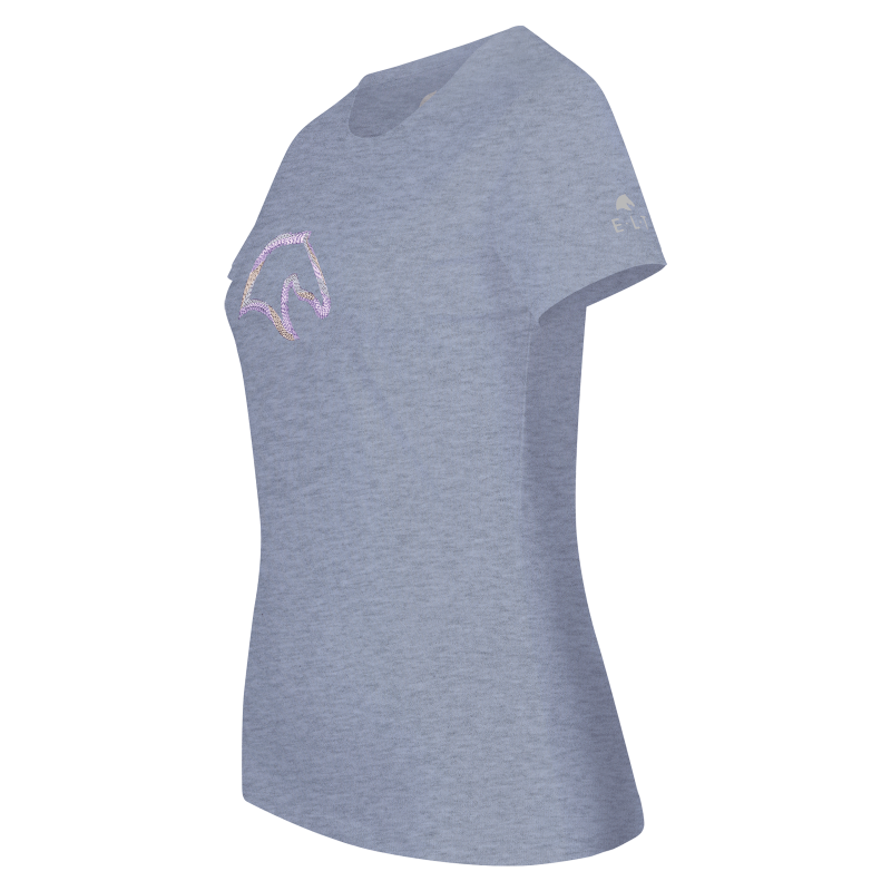 T-shirt équitation femme Los Angeles ELT bleu azur - Le Paturon