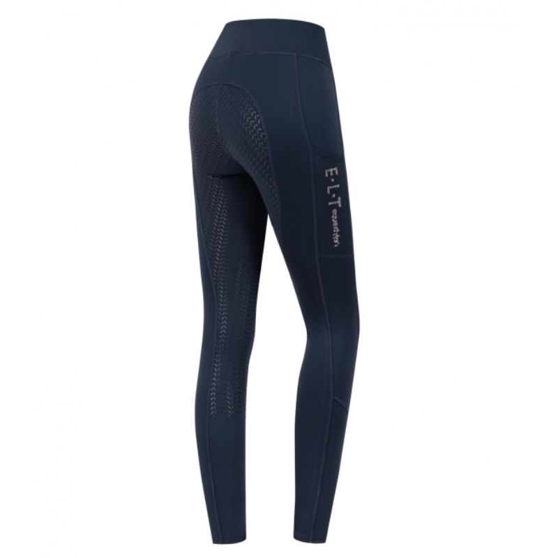 Legging équitation fille Ella Glam ELT bleu nuit - Le Paturon