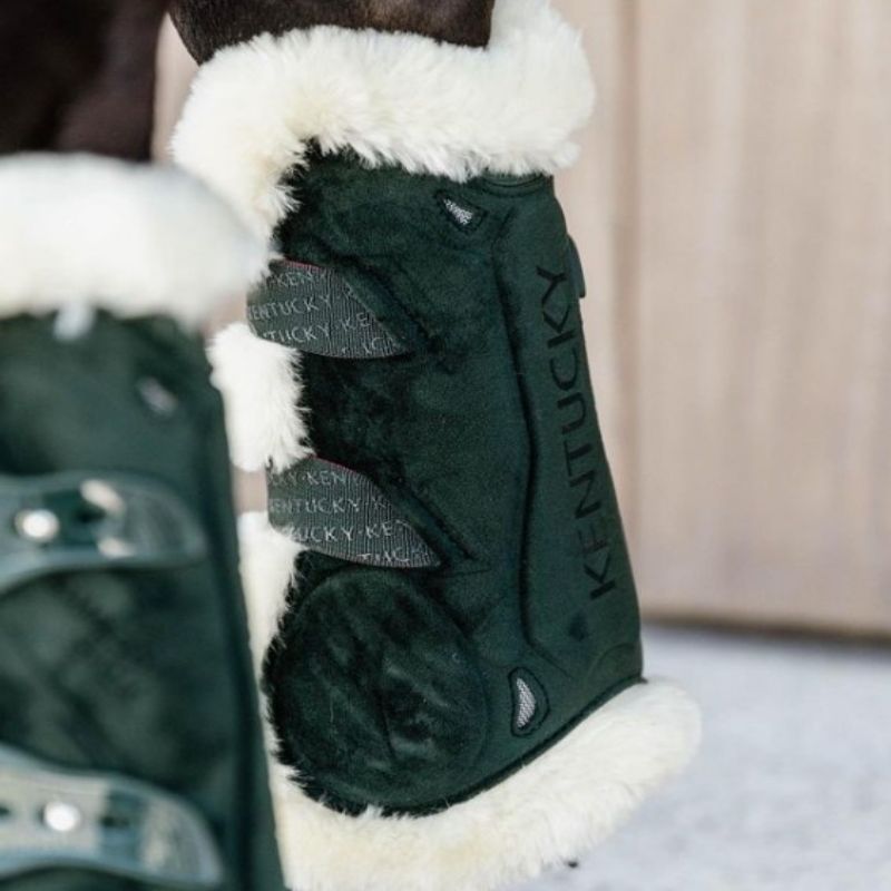 Guêtres Velvet Bamboo Kentucky Horsewear mouton cheval émeraude - Le Paturon