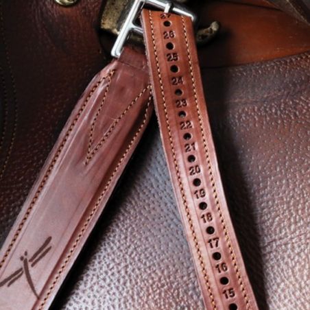 Étrivières équitation cuir larges Classic Wide Freejump marron - Le Paturon