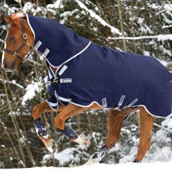 Couverture cheval Rambo Horseware Original Leg Arches 200g marine argent - Le Paturon