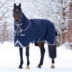 Couverture cheval Rambo Horseware Original Leg Arches 200g marine argent - Le Paturon