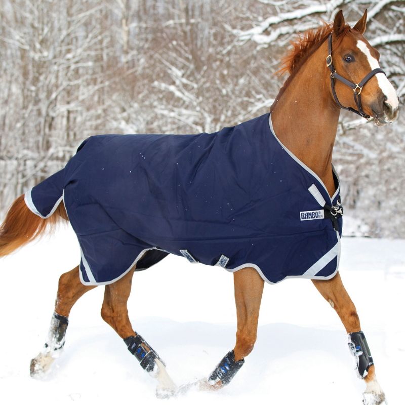 Couverture cheval Rambo Horseware Original Leg Arches 200g marine argent - Le Paturon