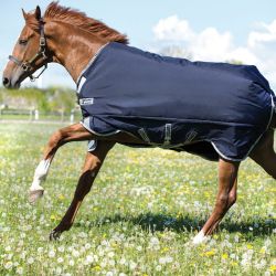 Couverture cheval Rambo Horseware Original Leg Arches 200g marine argent - Le Paturon