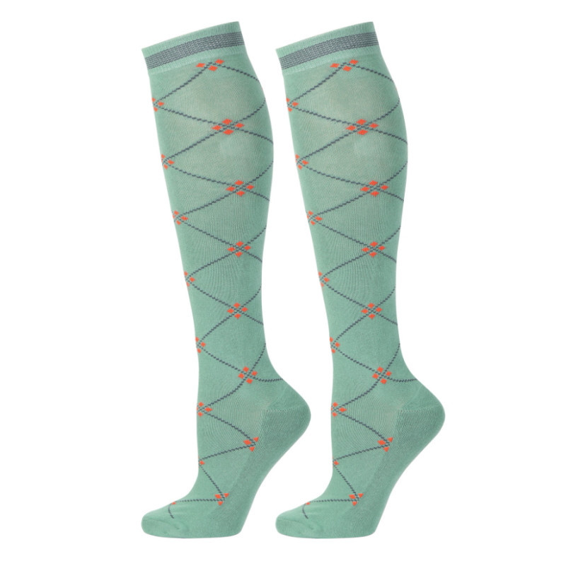 Chaussettes équitation hautes à carreaux Sabana Harry's Horse menthe - Le Paturon