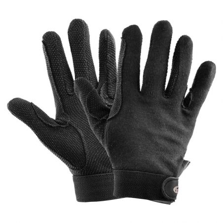 Gants équitation hiver coton doublés avec picots ELT noir - Le Paturon