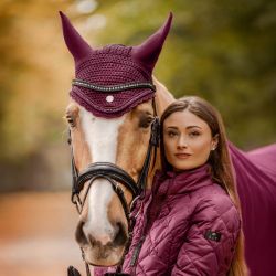 Bonnet anti-mouche cheval Nepal Waldhausen rouge vin - Le Paturon