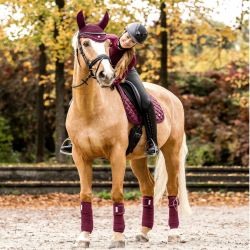 Bonnet anti-mouche cheval Nepal Waldhausen rouge vin - Le Paturon