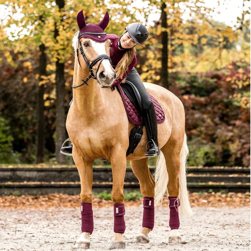 Bonnet anti-mouche cheval Nepal Waldhausen rouge vin - Le Paturon